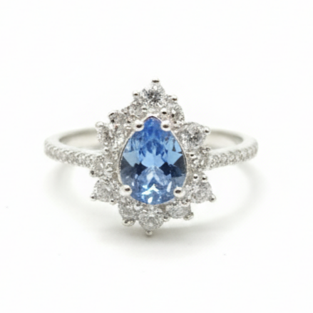 Bague argent \'Arégonde\' turquoise argenté - 15x12 mm - [S2054]