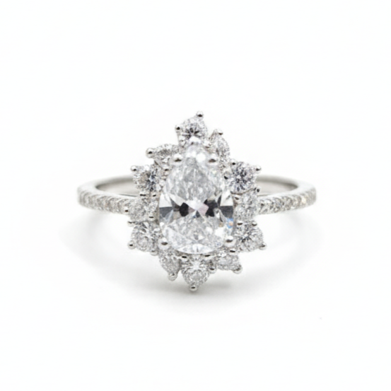 Bague argent \'Arégonde\' blanc argenté - 15x12 mm - [S2056]