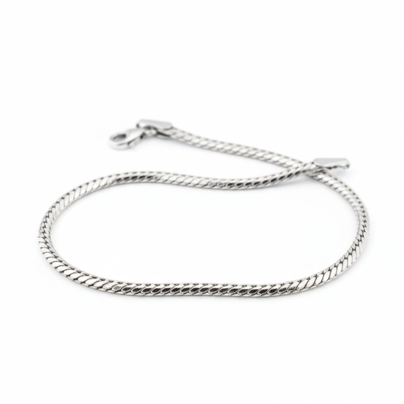 Bracelet Argent \'Maille Anglaise\' argenté - 20 cm 3 mm  - [S2068]