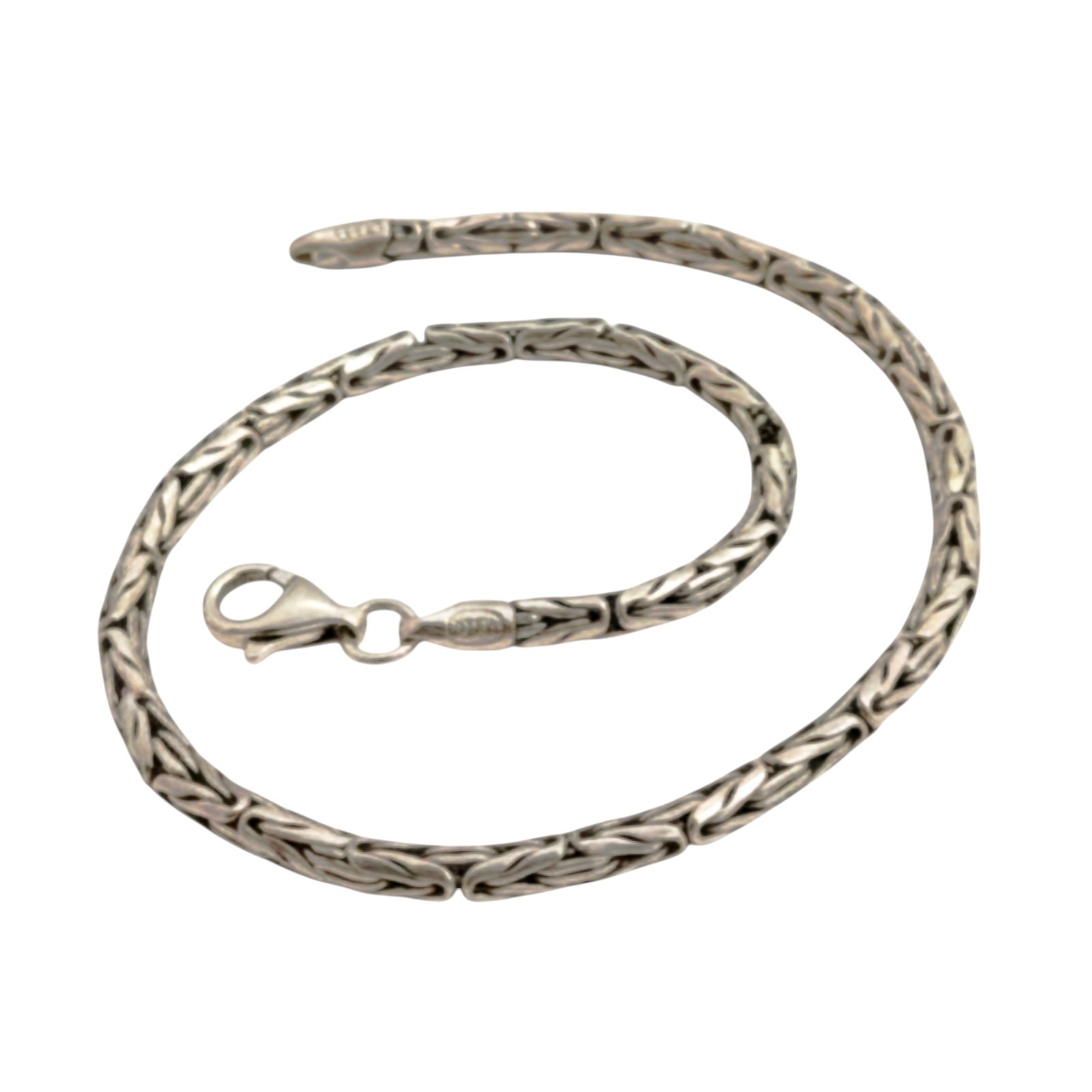 Bracelet Argent \'Maille Royale\' argenté vieilli - 21 cm 3 mm - [S2070]