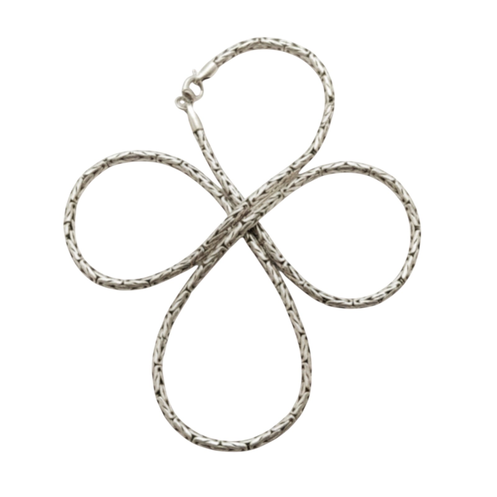 Collier Argent artisanal \'Maille Royale\' argenté vieilli - 55 cm 3 mm - [S2071]