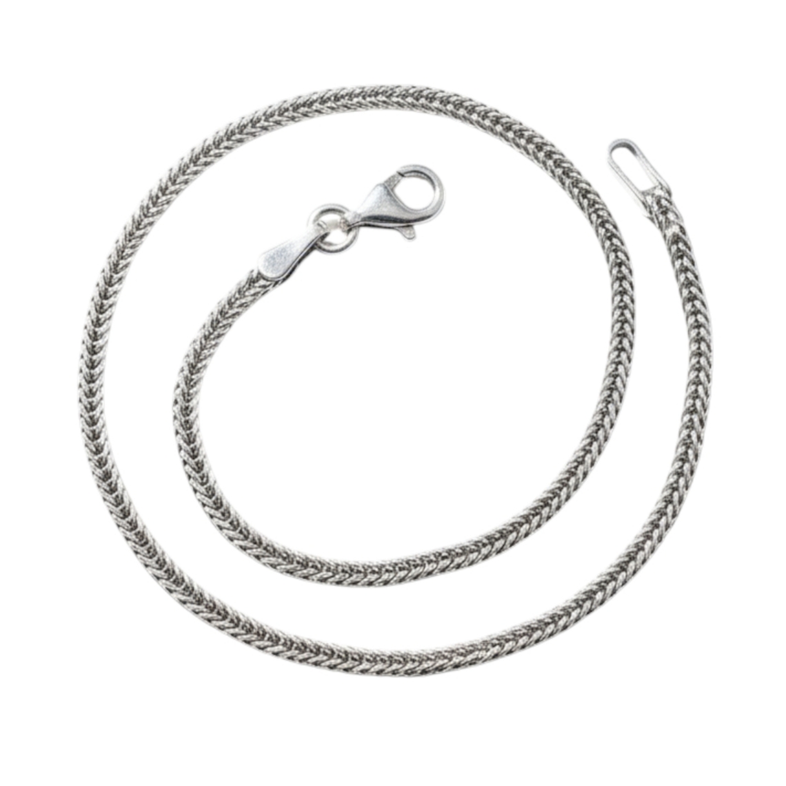 Bracelet Argent \'Maille Epi de blé carrée\' argenté vieilli - 215 mm 2 mm - [S2073]