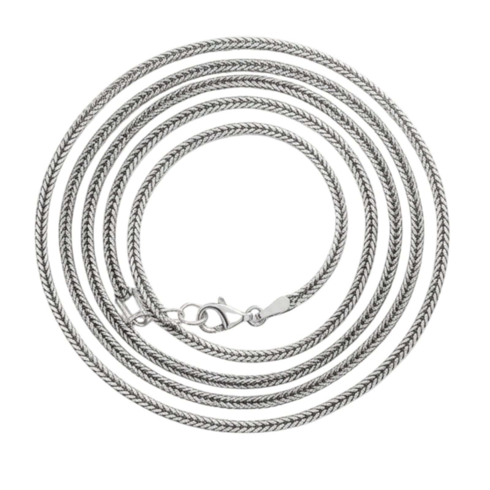Chaine Argent \'Maille Epi de blé carrée\' argenté vieilli - 50 cm 2 mm - [S2074]