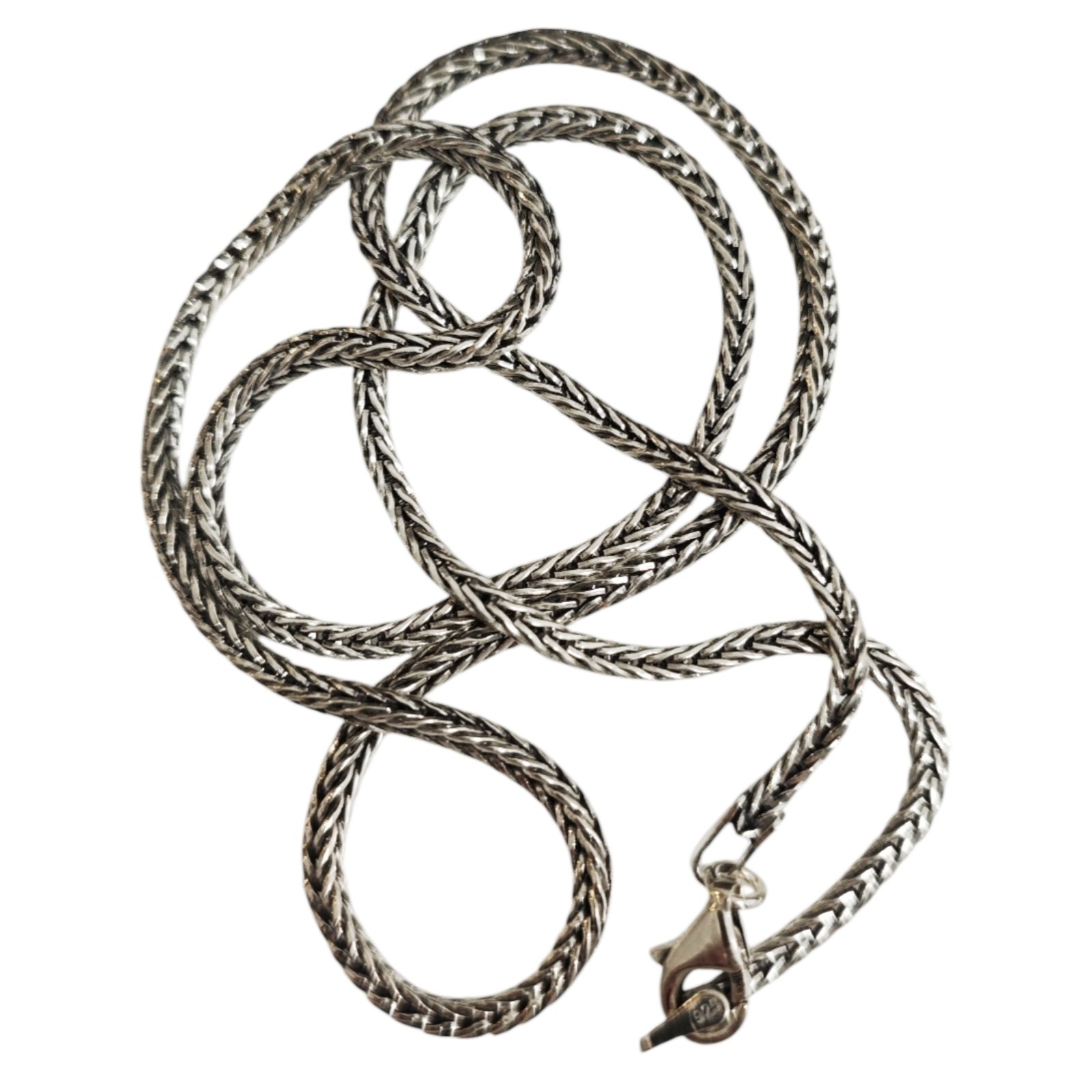 Chaine Argent \'Maille Epi de blé carrée\' argenté vieilli - 55 cm 3 mm - [S2075]