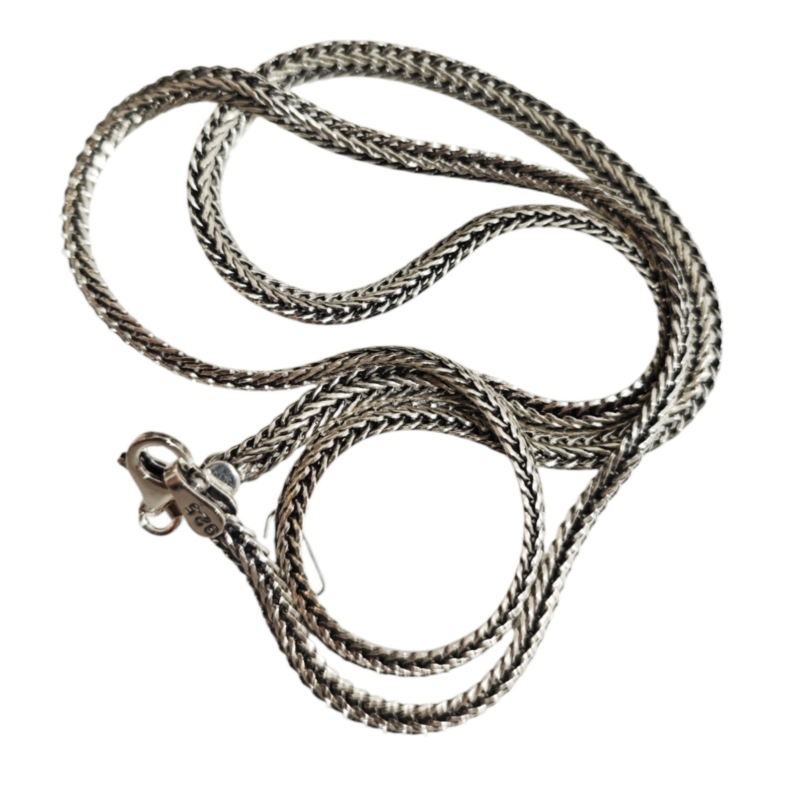 Chaine Argent \'Maille Epi de blé \' argenté vieilli - 55 cm 4 mm - [S2076]