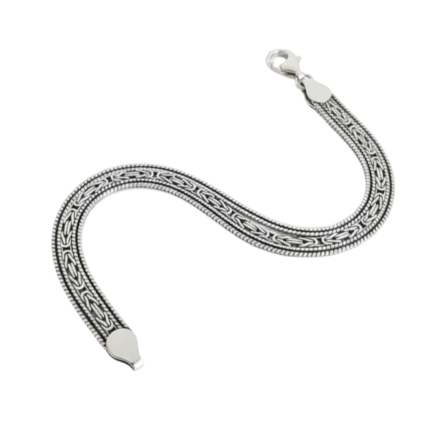 Bracelet Argent artisanal \'Heaven\' argenté vieilli - 7 mm - [S2080]