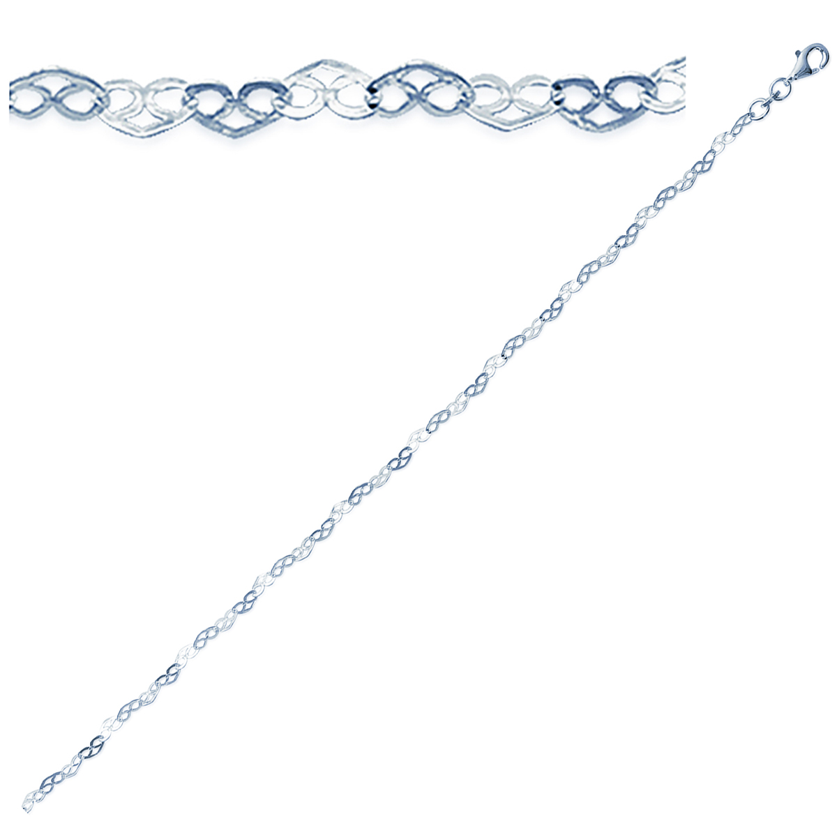 Bracelet Argent \'Love\' argenté - 18 cm 4 mm - [B9926]