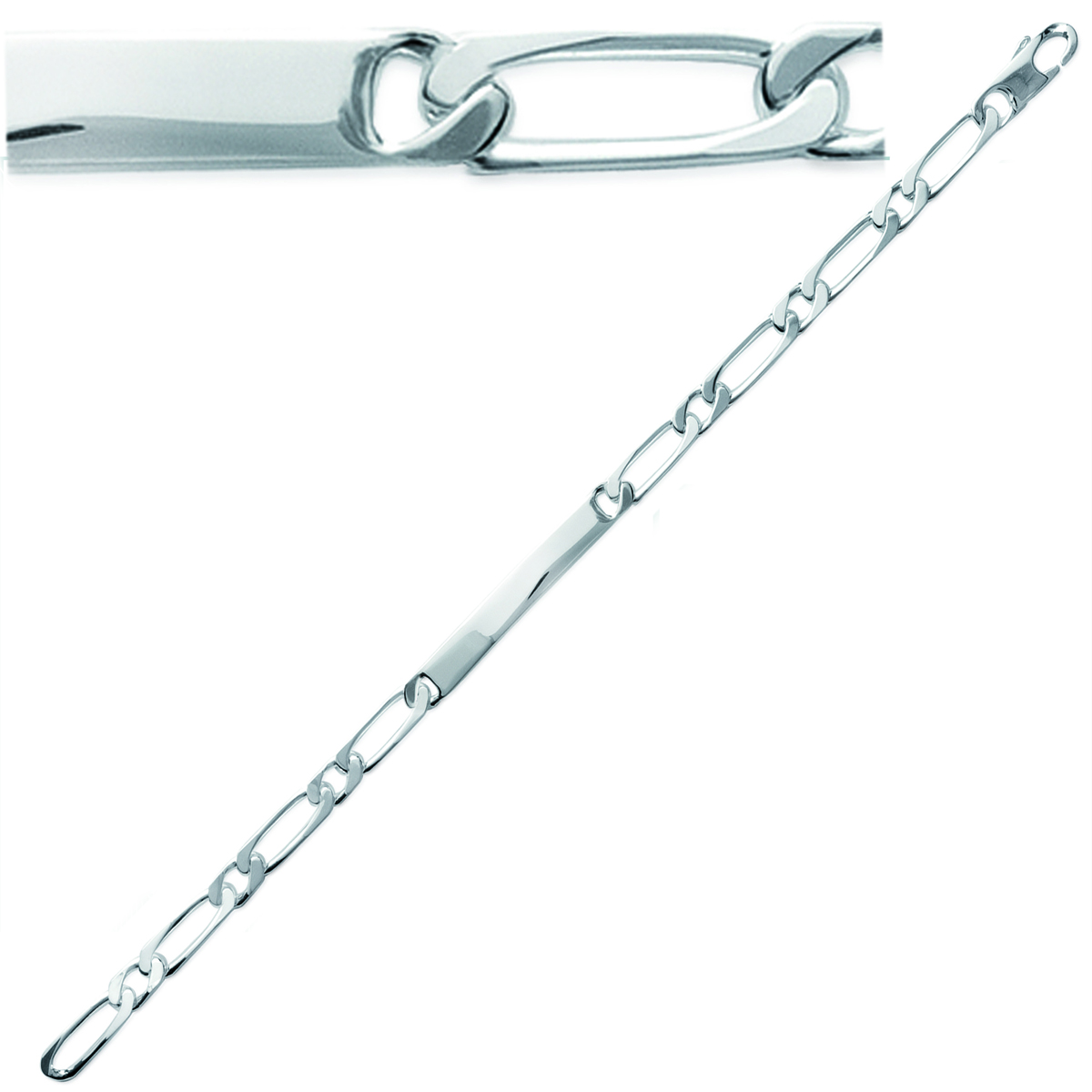 Gourmette Argent \'Eve\' figaro - 18 cm 5 mm - [G1289]