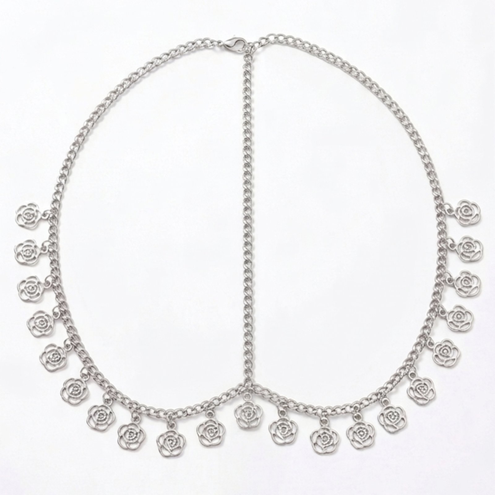 Collier de tête \'Rosa Romantica\' argenté - 10 mm - [K2489]
