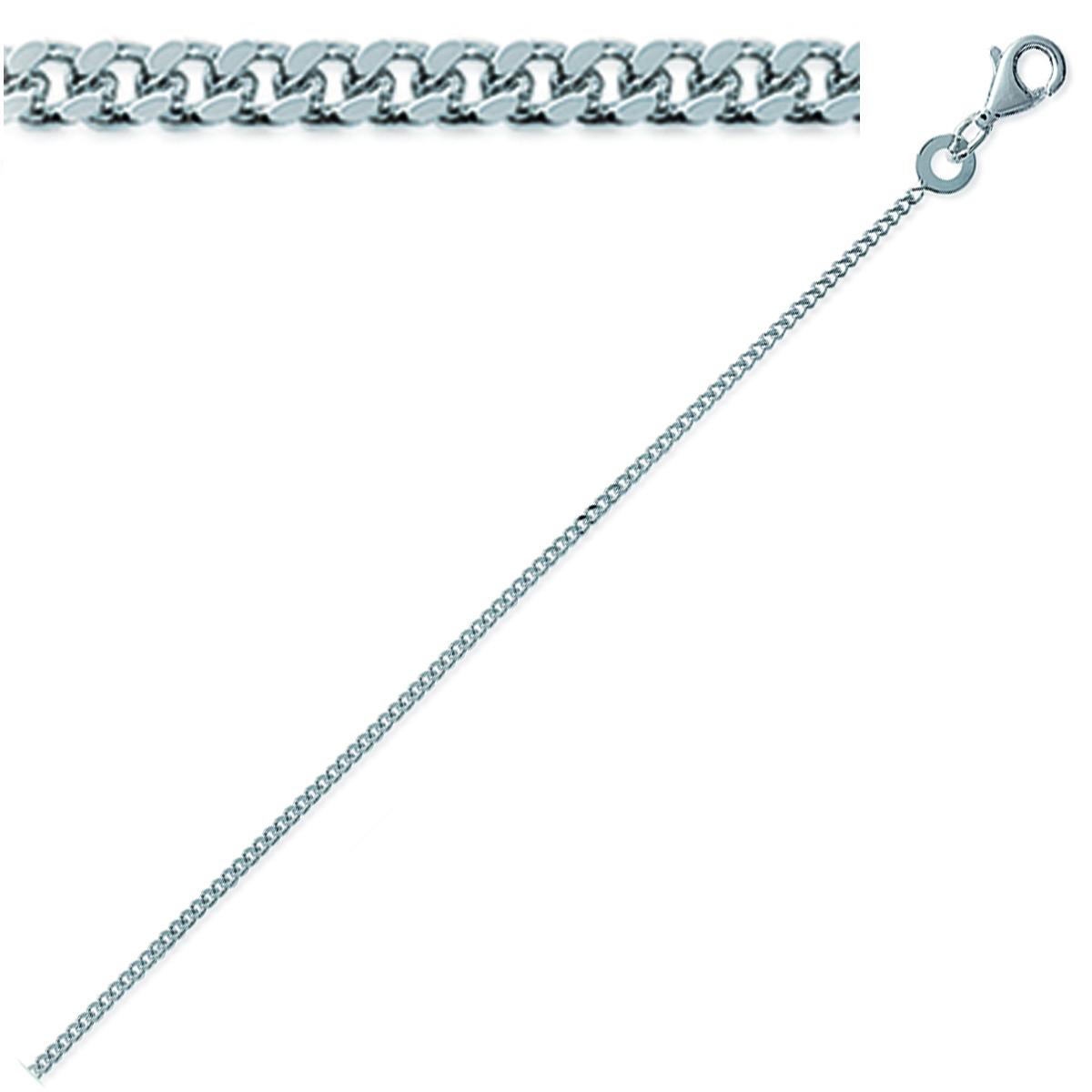 Chaine Argent \'Maille Gourmette\' argenté - 55 cm 12 mm - [Q8095]