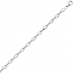 Bracelet Argent \'Maille Marine\' argenté - 195 mm 4 mm - [S0891]