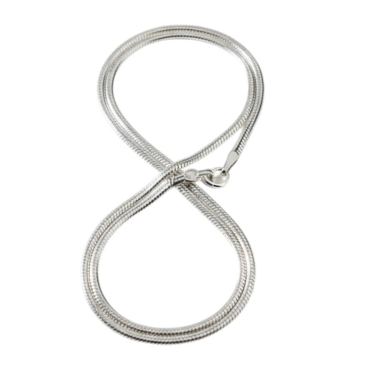 Chaine Argent \'Serpent Carrée\' argenté vieilli - 50 cm 2 mm - [S2072]