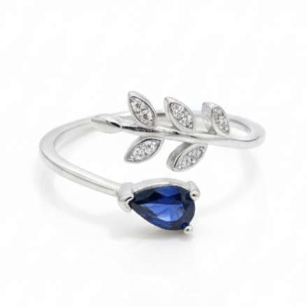 Bague Argent \'Arégonde\' saphir argenté (rhodié) - 13 mm - [S2081]