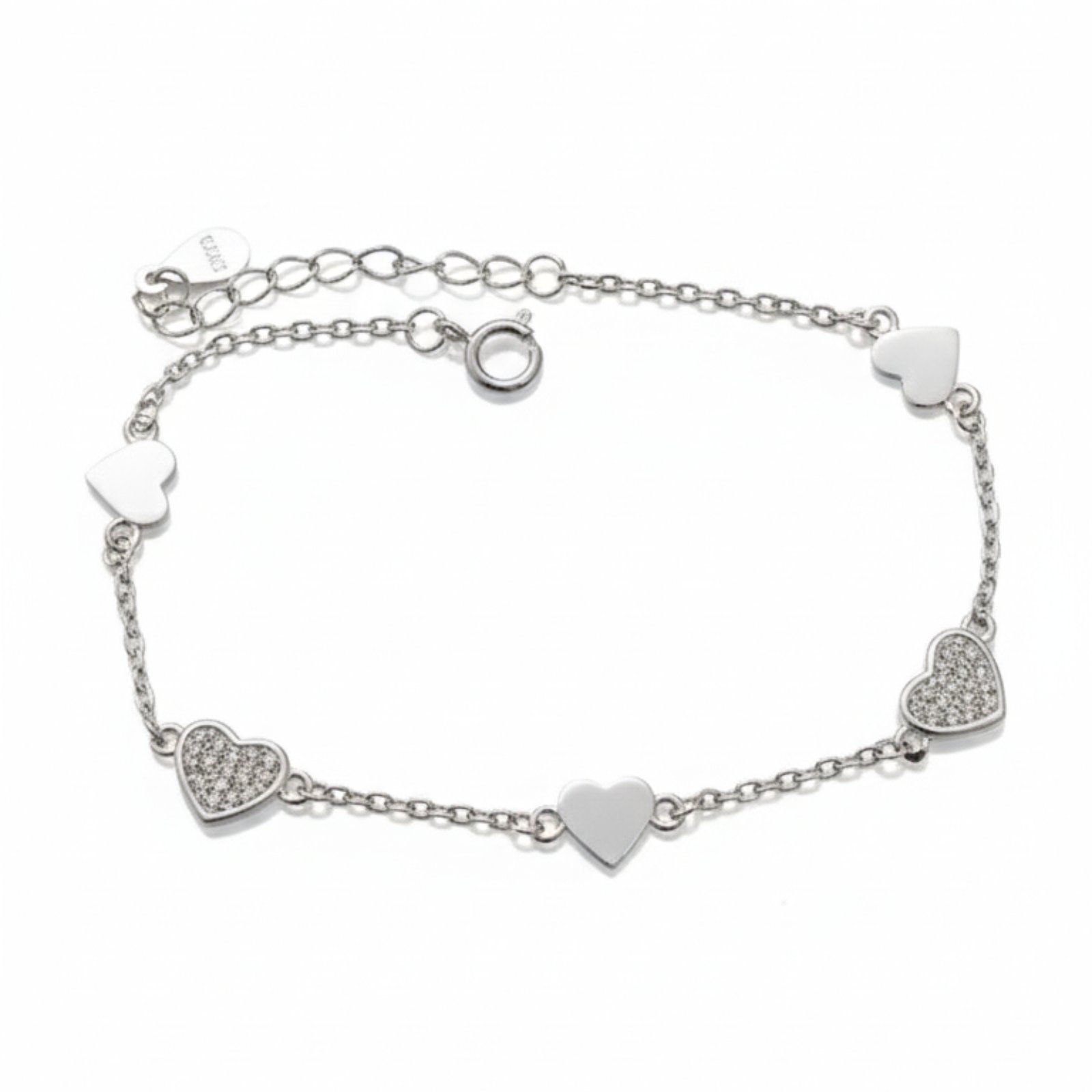 Bracelet Argent \'Love\' blanc argenté (rhodié) - 6x4 mm - [S2086]