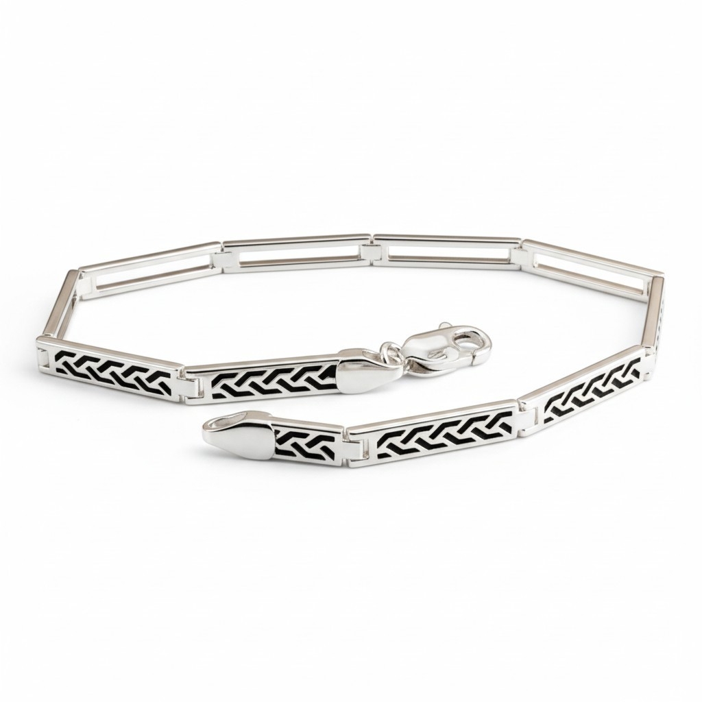 Bracelet argent \'Thorgal\' argenté - 20 cm 4 mm - [S2091]