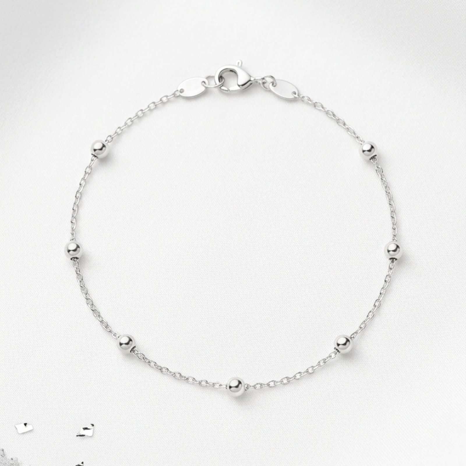 Bracelet Argent \'Billes\' argenté - 18 cm 3 mm - [S2096]