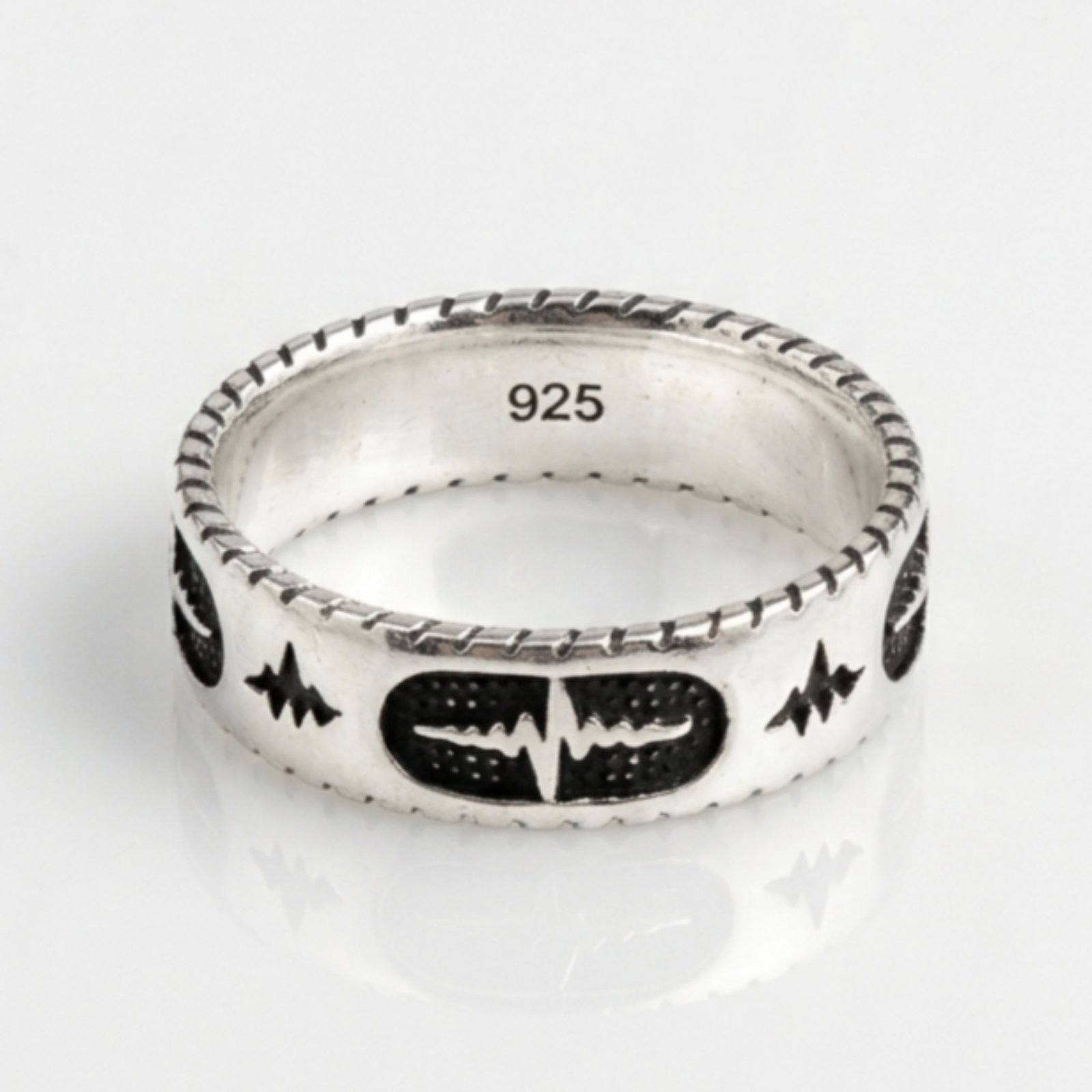 Bague Homme Argent \'Thorgal\' argenté vieilli - 6 mm - [S2109]