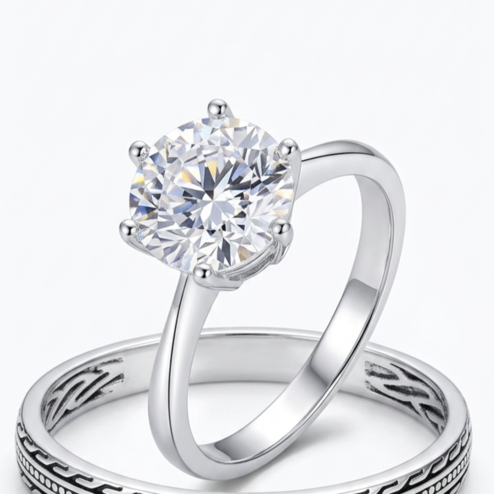 Solitaire Argent blanc argenté - Ø 8 mm - [S2112]