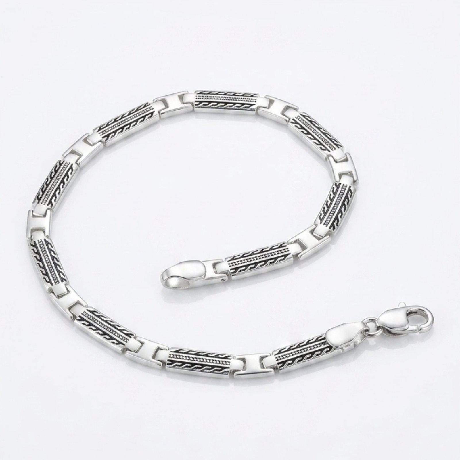 Bracelet argent \'Thorgal\' argenté - 20 cm 5 mm - [S2115]