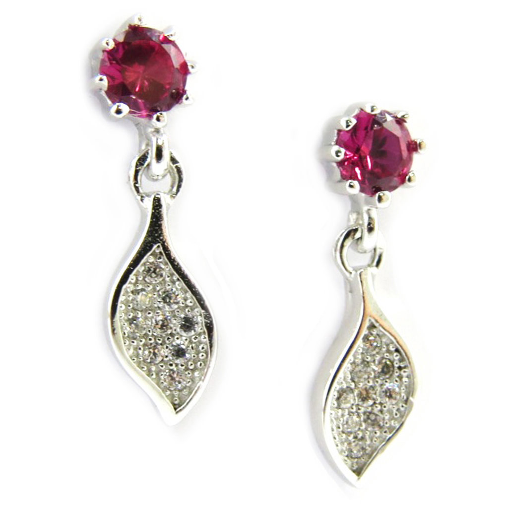 Boucles Argent \'Sissi\' rubis argenté - [M1738]