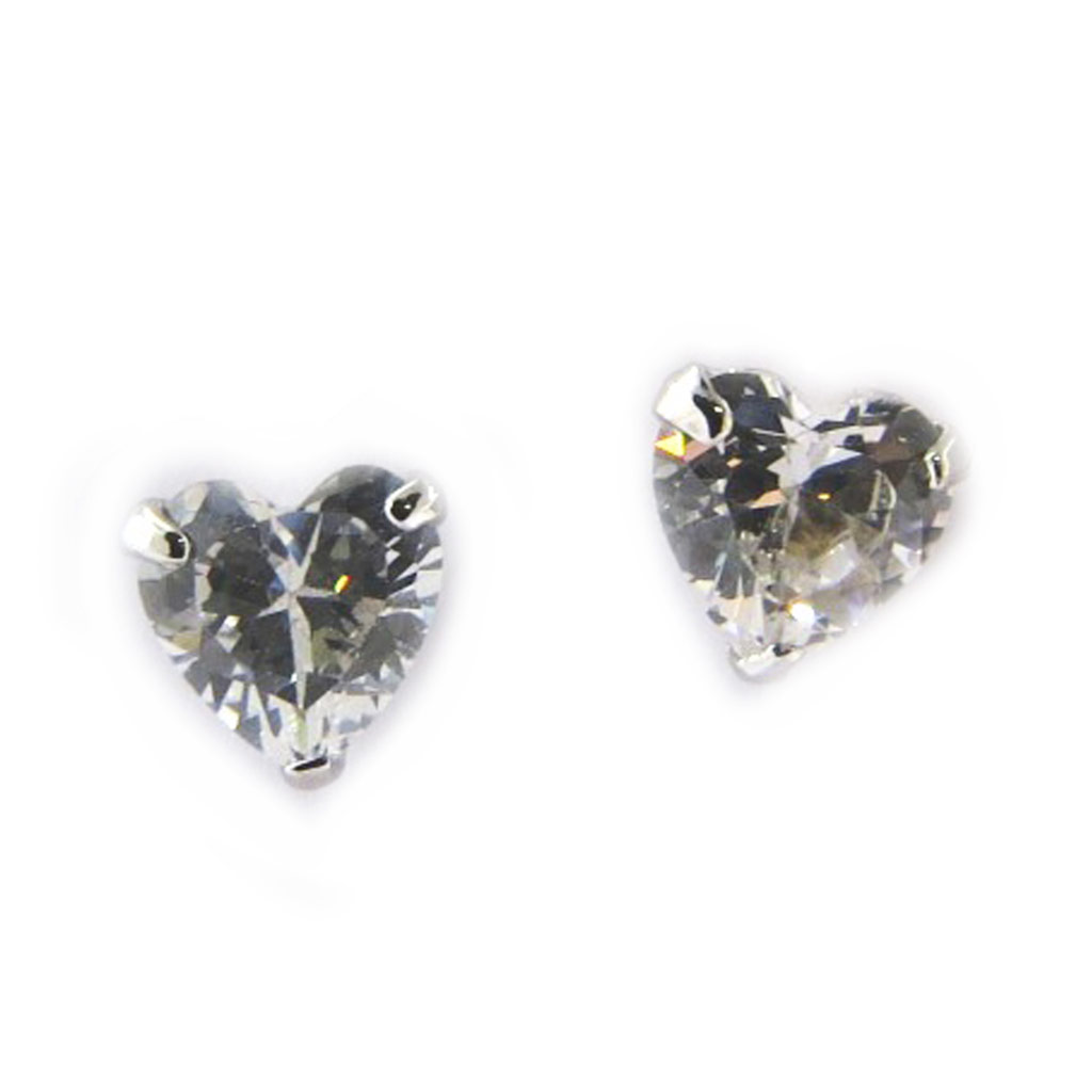 Boucles Argent \'Love\' blanc (5 mm) - [M1752]