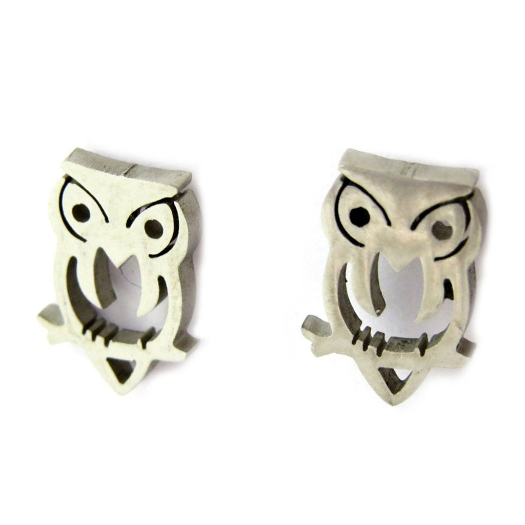 Boucles Acier \'Chouettes\' - 10x7 mm - [N5445]