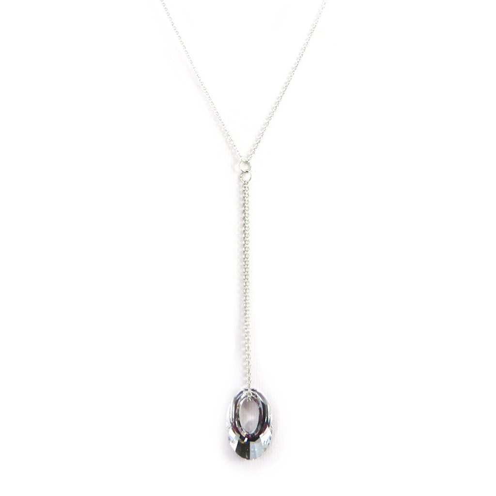 Collier Argent \'Sissi\' blanc (cristal de Swarovski) - [M0972]