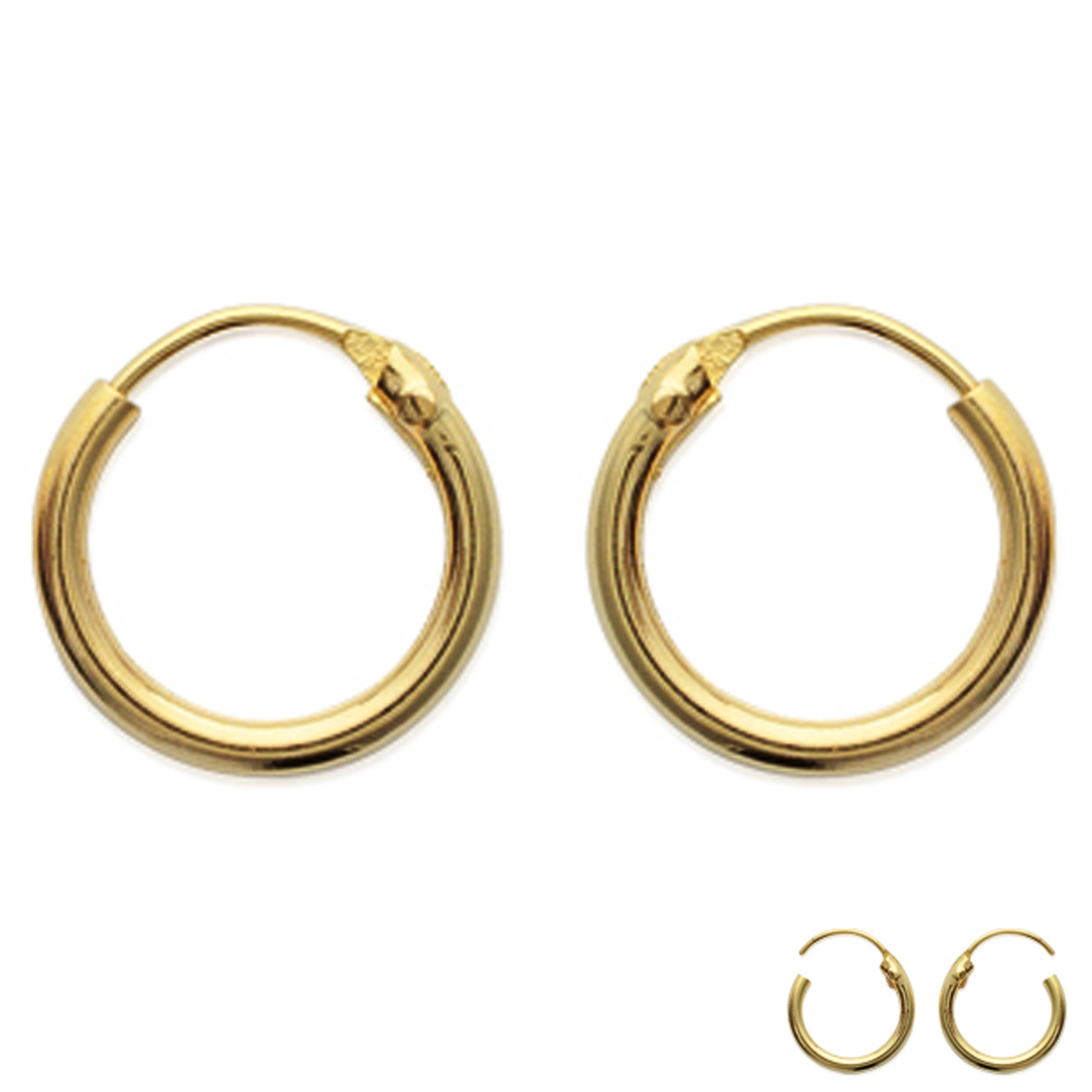 Créoles Plaqué Or \'Simplicité\' doré - 12 cm 1 mm - [B9450]
