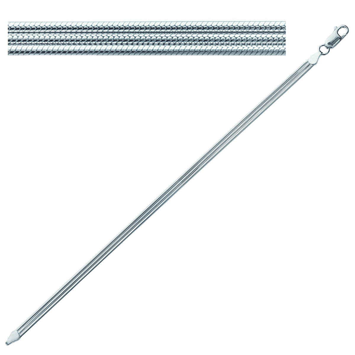 Bracelet Argent \'Kenya\' argenté - 18 cm 3 rangs - [D7474]