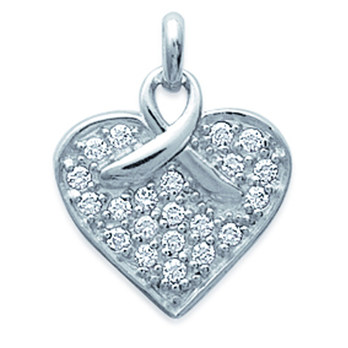 Pendentif Argent \'Trésor d\'Amour\' Blanc argenté -15x17 mm - [E0237]