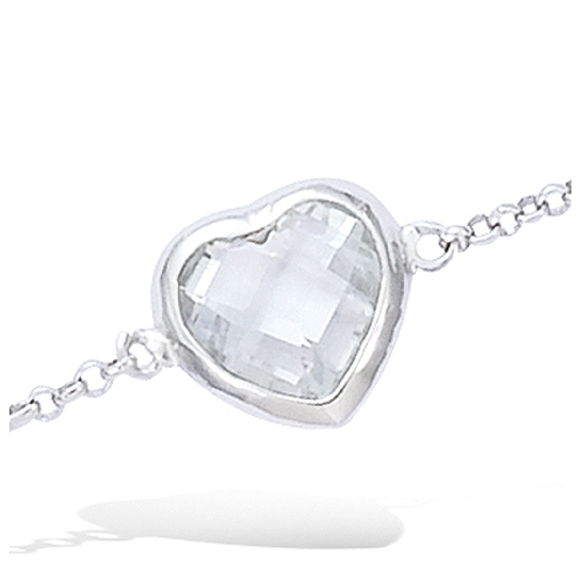 Bracelet Argent \'Love\' blanc argenté (rhodié) - 10x10 mm - [H0503]