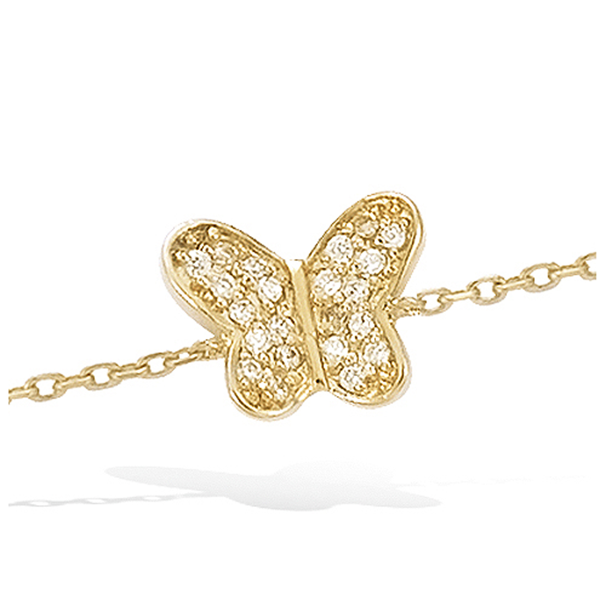 Bracelet Plaqué Or \'Papillon de Charme\' blanc doré - 10 mm - [H0513]