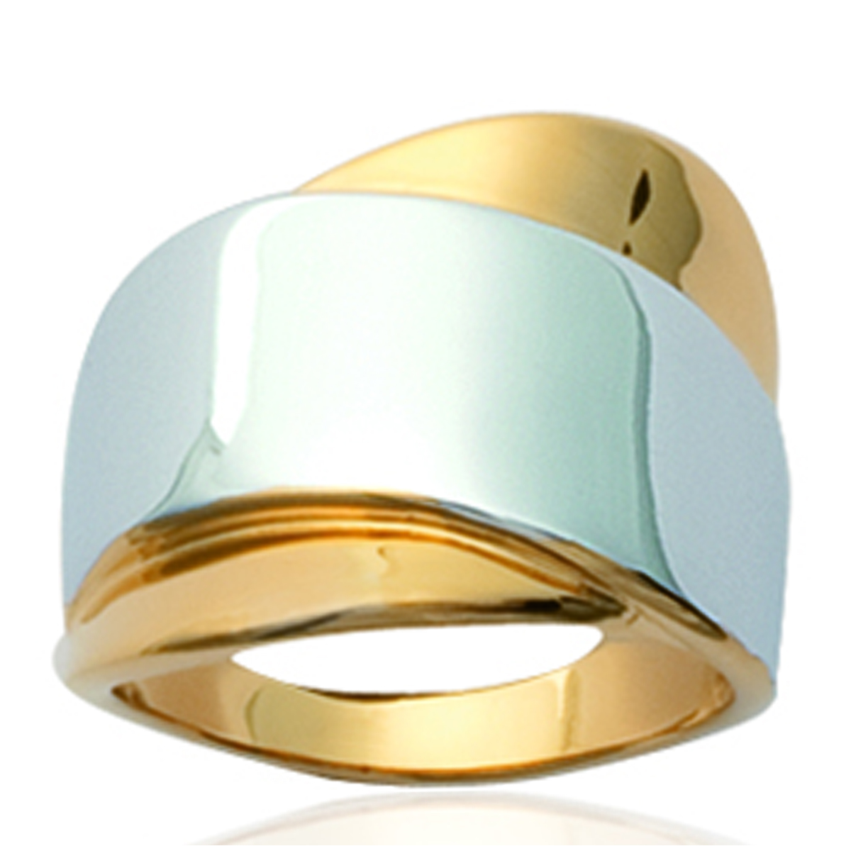 Bague Plaqué Or \'Chorégraphie\' doré argenté - 16 mm - [G0650]