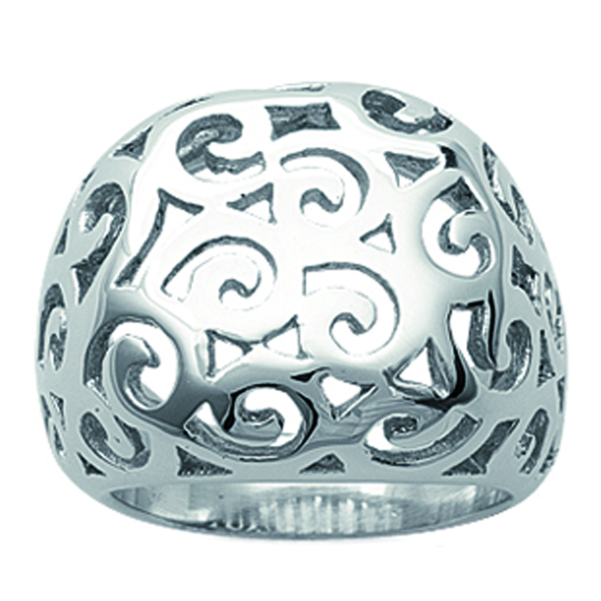 Bague acier \'Chorégraphie\' argenté - 17 mm - [I1107]