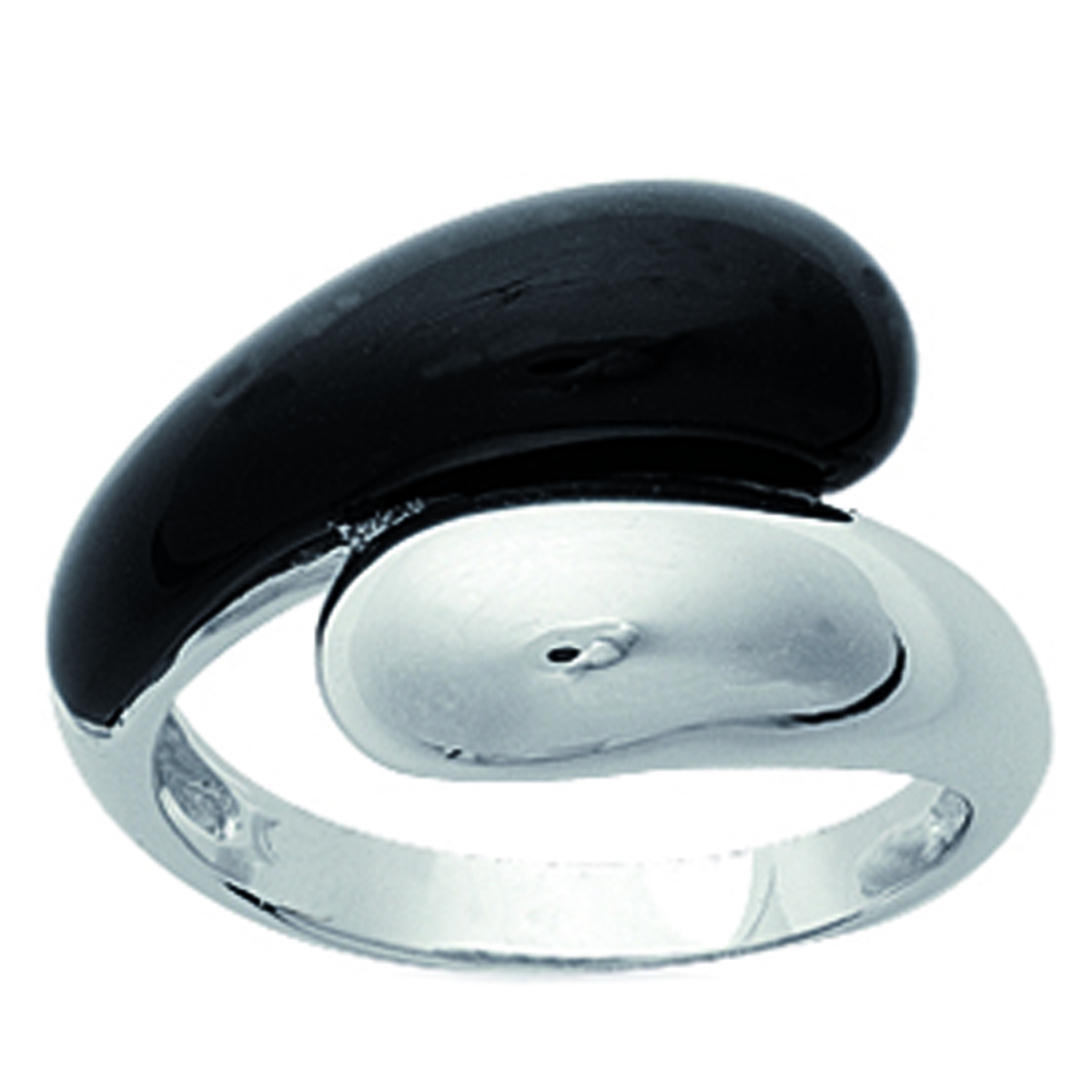 Bague Argent \'Chorégraphie\' noir argenté (céramique) - 15 mm - [I1118]