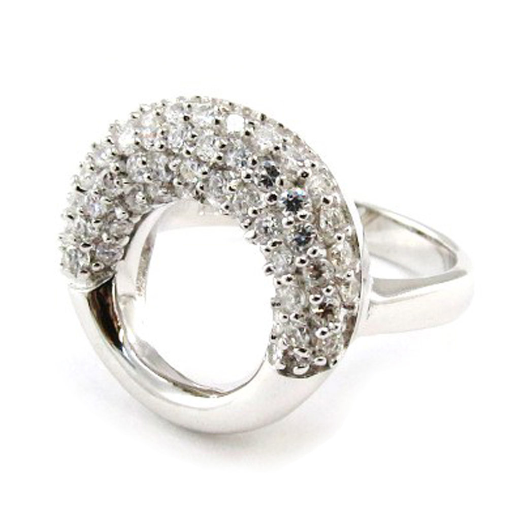 Bague Argent \'Sissi\' blanc  argenté (rhodié) - 17 mm - [J0377]
