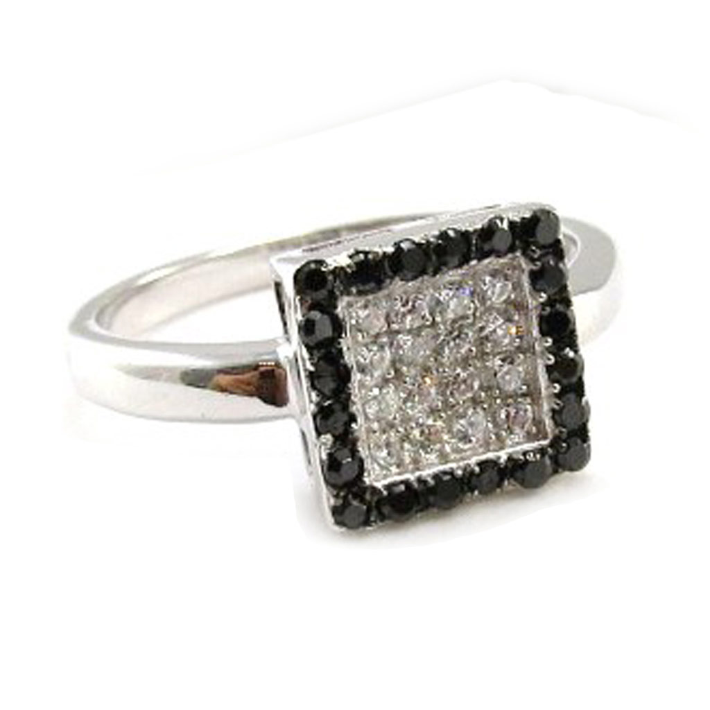 Bague Argent \'Romy\' Noir Blanc  - [J0389]