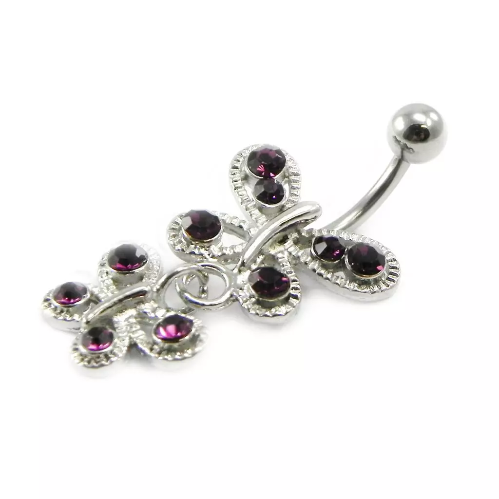 les trésors de lily Body Piercing 'Papillons' violet [I1197]