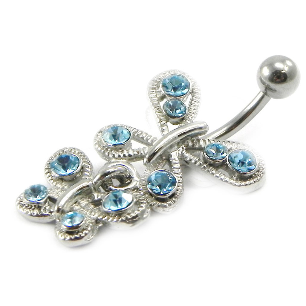 Body Piercing \'Papillons\' turquoise - [I1199]