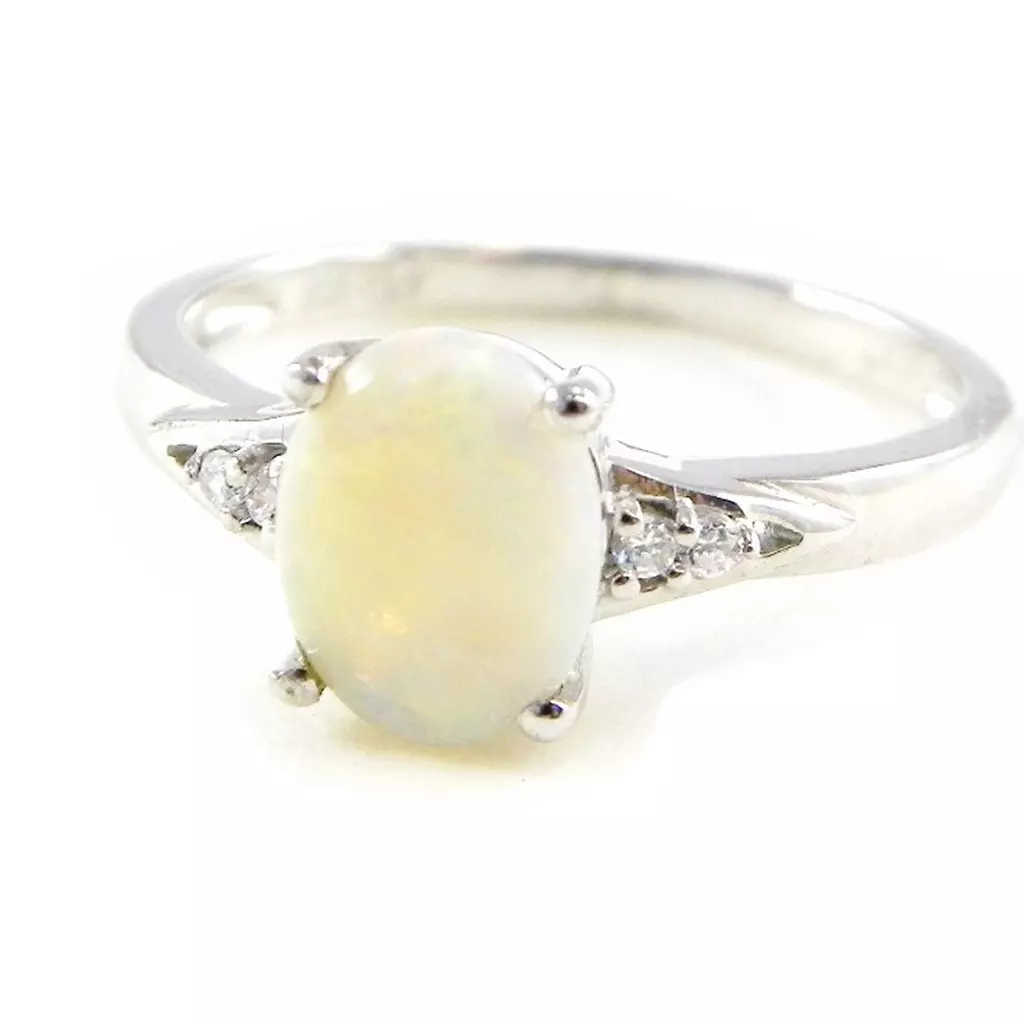 les trésors de lily Bague Argent 'Déesse Opale' Blanc [G0812]