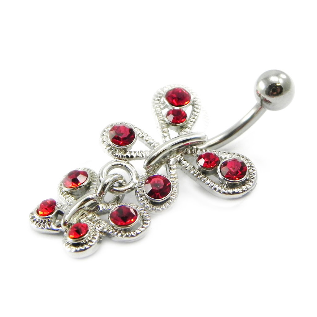 Body Piercing \'Papillons\' rouge - [I1350]