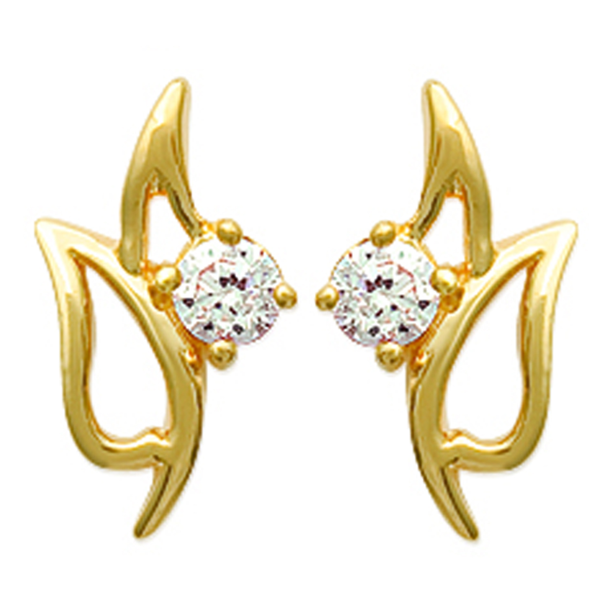 Boucles plaqué or \'Câlin\' Blanc doré - 15x9 mm - [I1378]