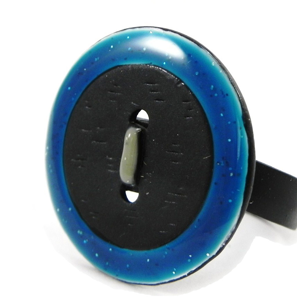 Bague Créateur \'Bouton\' turquoise - [I1493]
