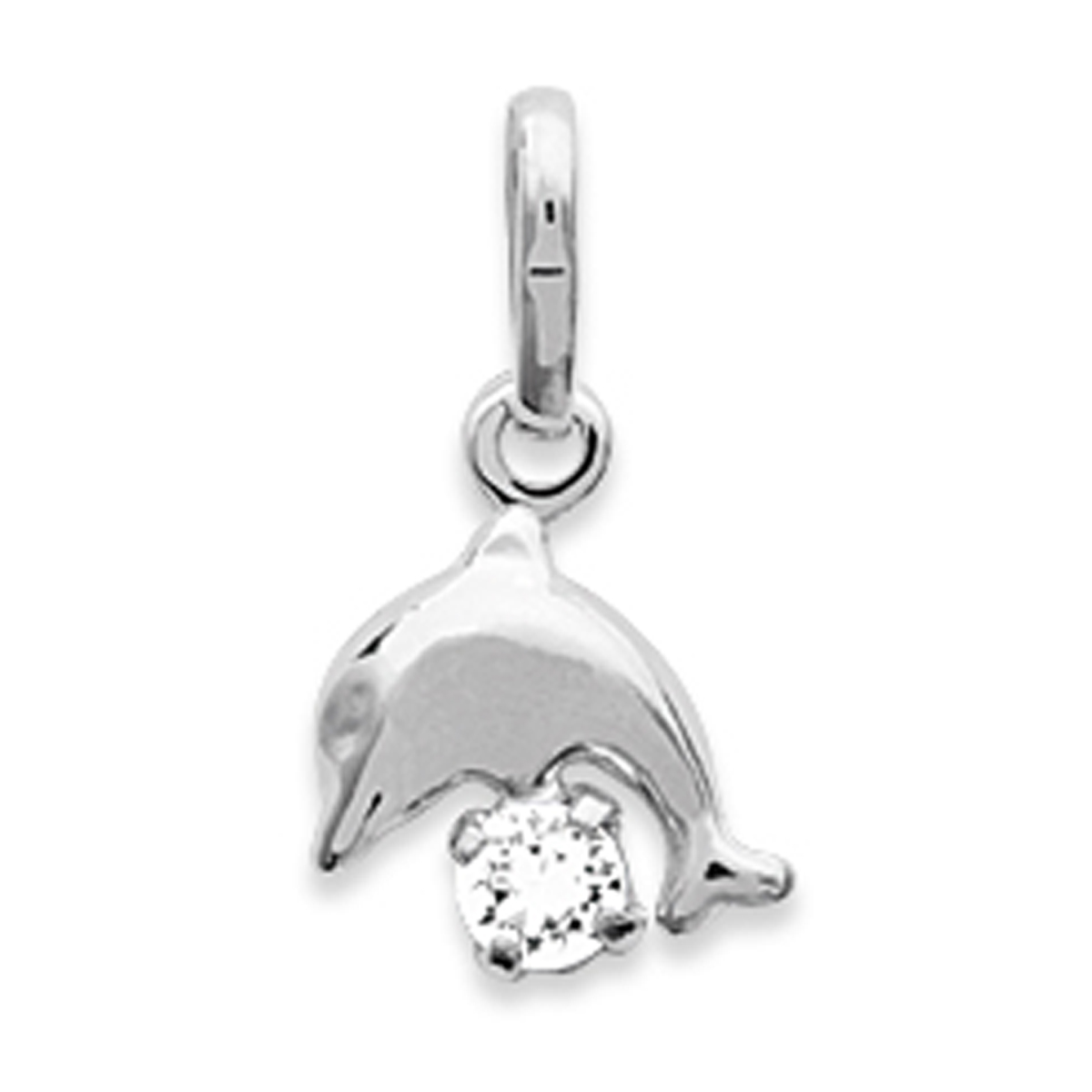 Pendentif Argent \'Dauphin Tendresse\' Blanc argenté - 8x9 mm - [F4964]