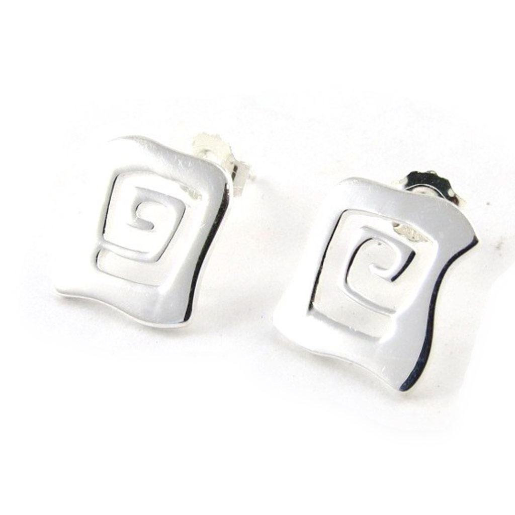 Boucles Argent \'Arte\' argenté - 10x10 mm - [F4972]