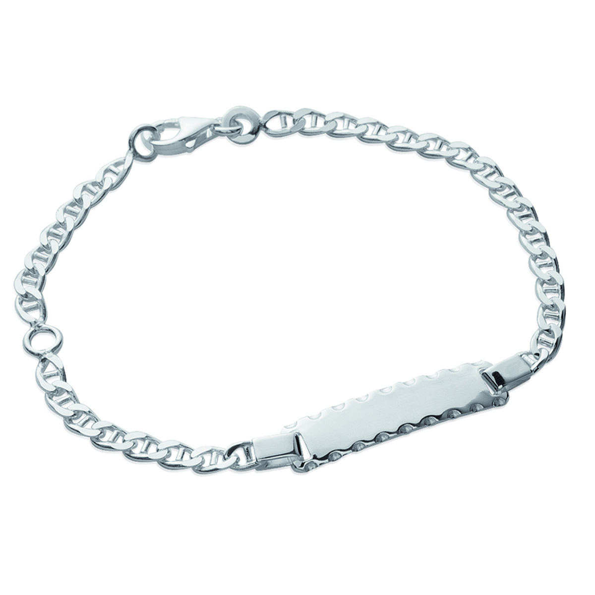 Gourmette Argent \'Bambino\' argenté - 16 cm plaque 20x5 mm - [K1015]