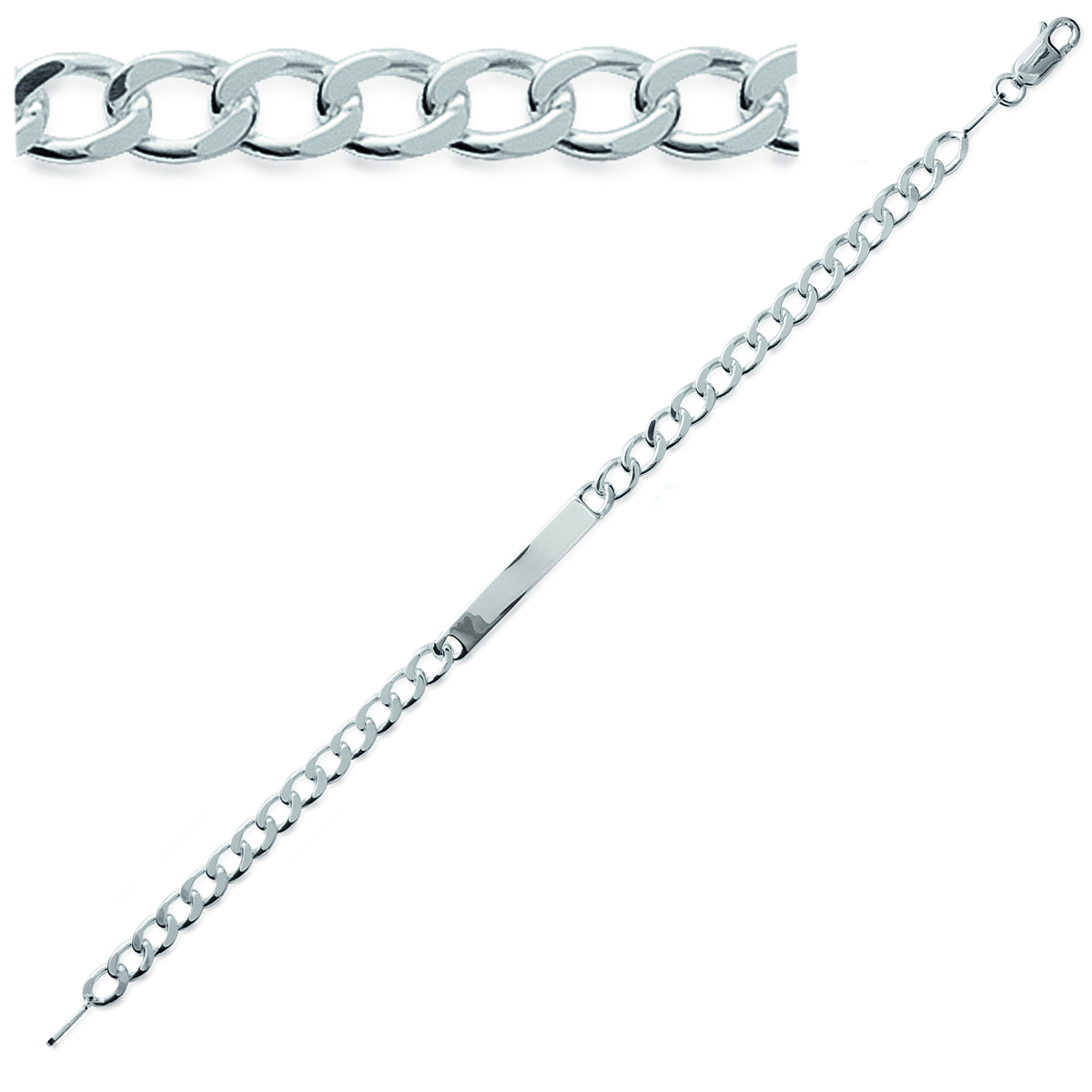 Bracelet Argent \'Identité\' - 18 cm 4 mm - [K1017]