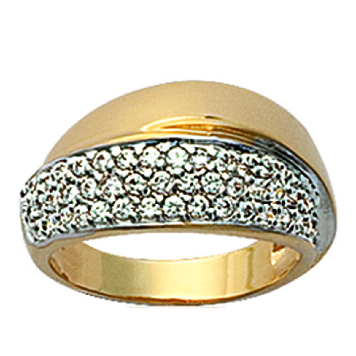 Bague Plaqué Or \'Pénélope\' blanc doré - 10 mm - [D7003]