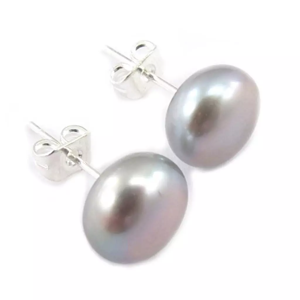 les trésors de lily Boucles 'Perla' gris 8 9 mm [K1118]