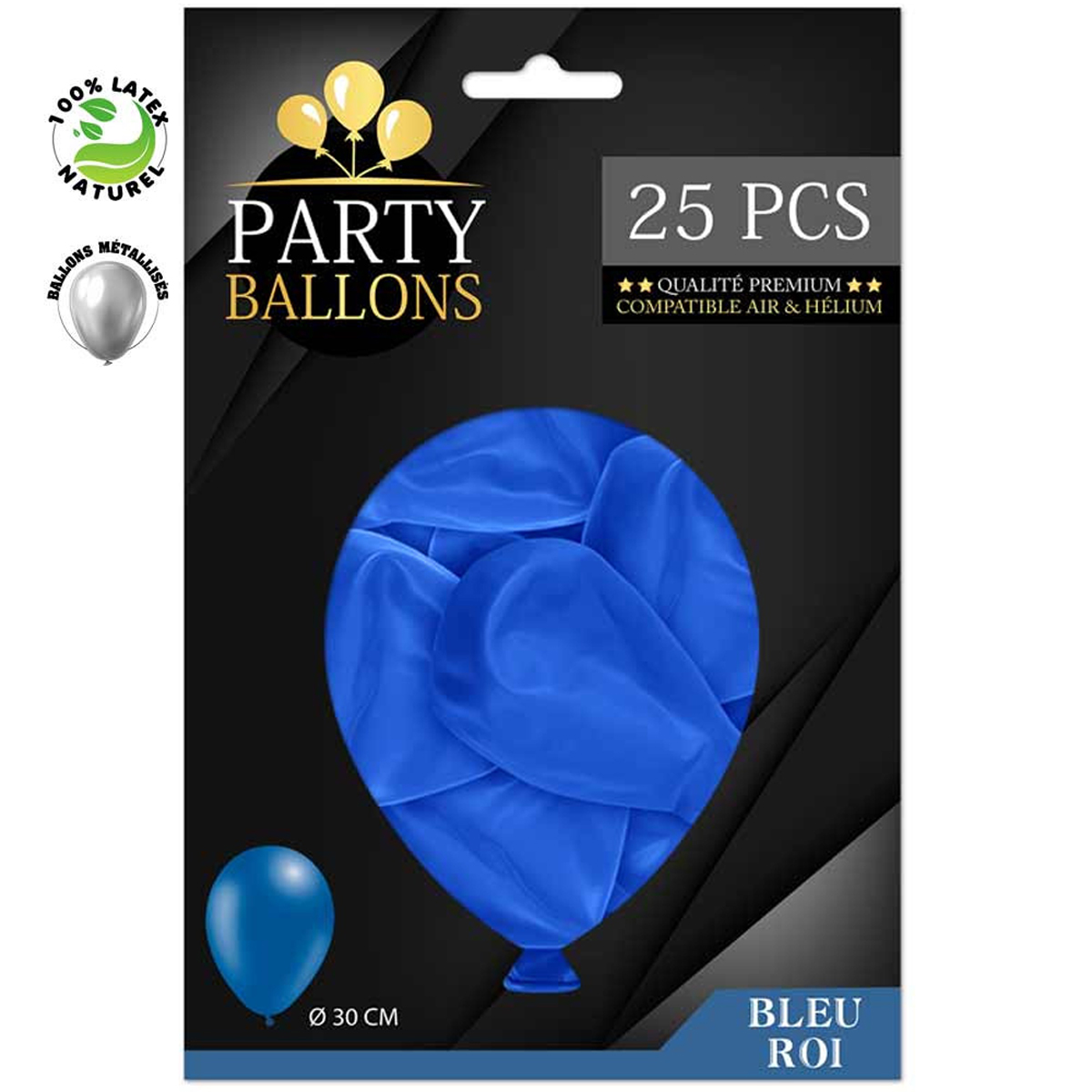 25 ballons métalliques latex \'Coloriage\' bleu roi - 30 cm - [R0417]